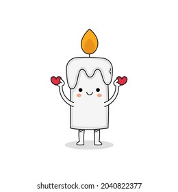 Cute candle cartoon character spreading love