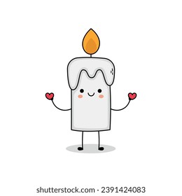 Cute candle cartoon character spreading love doodle