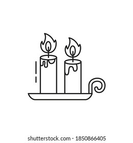 Cute candle icon on white background. Vector illustration.