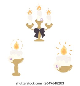 Cute Candle Illustration – Adorable Kawaii Cartoon Candle Clipart for Cozy Designs | Spooky Cute Halloween Candle Illustration – Fun Cartoon Candle Clipart