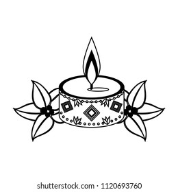 Cute candle isolated in black and white