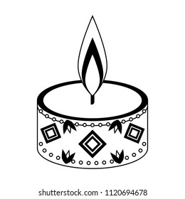 Cute candle isolated in black and white