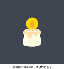 cute candle light in flat vector design.