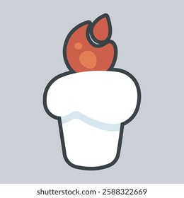 cute candle light with outline flat vector design.