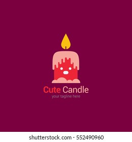 Cute Candle Logo Design Template Flat Stock Vector (Royalty Free) 552490960