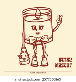 Cute Candle valentine retro mascot