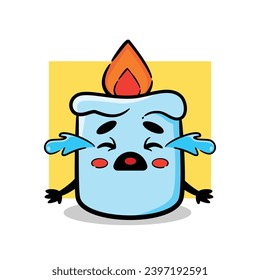 cute candle vector mascot crying. cute cartoon design character.