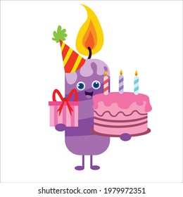 ilustración de diseño de plantillas vectoriales de caracteres de velas lindas