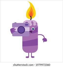 cute candles character vector template design illustration
