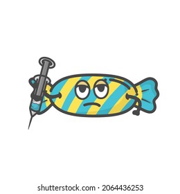 Cute Candy Activity Character Flat Cartoon Vector Design Illustration