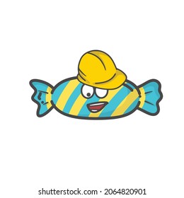 Cute Candy Activity Character Flat Cartoon Vector Design Illustration