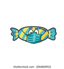 Cute Candy Activity Character Flat Cartoon Vector Design Illustration
