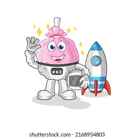 the cute candy astronaut waving character. cartoon mascot vector