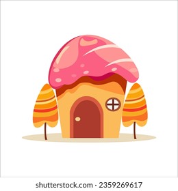 Cute Candy and Cake House Illustration