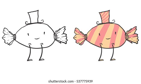 Cute candy. Cartoon vector illustration.