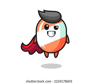 süße Bonbons als fliegender Superheld, süßes Design für T-Shirt, Aufkleber, Logo-Element