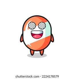 cute candy character with hypnotized eyes , cute style design for t shirt, sticker, logo element