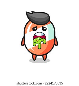 the cute candy character with puke , cute style design for t shirt, sticker, logo element