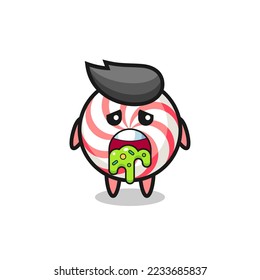 el lindo personaje de caramelo con puke , diseño de estilo lindo para camiseta, pegatina, elemento logo