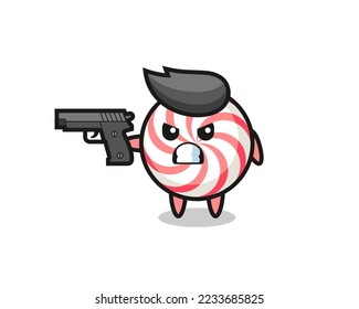 the cute candy character shoot with a gun , cute style design for t shirt, sticker, logo element