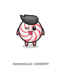 cute candy character in sweet expression while sticking out her tongue , cute style design for t shirt, sticker, logo element