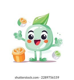 Carácter De Candy Cute. Ilustración vectorial. Arte Mascot