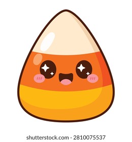 Cute Candy Corn Cartoon Kawaii Icon Illustration