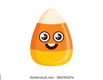 Cute Candy Corn icon vector. Popular halloween candy cartoon character. Sweet Candy Corn icon isolated on a white background