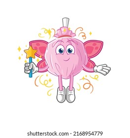 The Cute Candy Fairy With Wings And Stick. Cartoon Mascot Vector