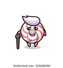 cute candy grandpa is holding a stick , cute style design for t shirt, sticker, logo element