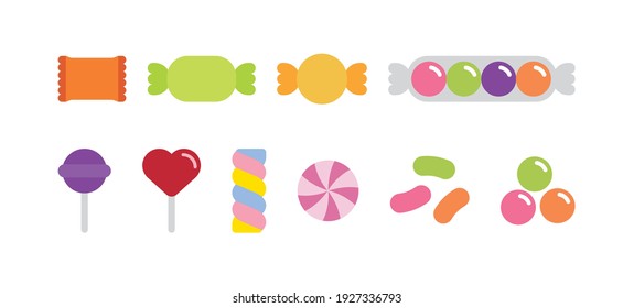 Cute candy icon illustrations set.