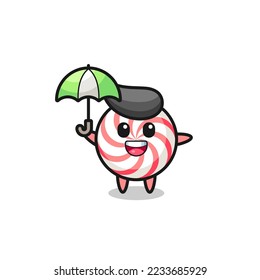 cute candy illustration holding an umbrella , cute style design for t shirt, sticker, logo element