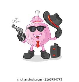 la linda mafia de caramelos con carácter de pistola. vector de mascota de dibujos animados