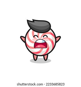 cute candy mascot with a yawn expression , cute style design for t shirt, sticker, logo element