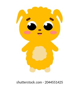 Cute candy monster for halloween in childish style, cosmic alien yellow character, kawaii baby creature for children games design, happy colorful bizzare beast, imaginary animal for party decoration