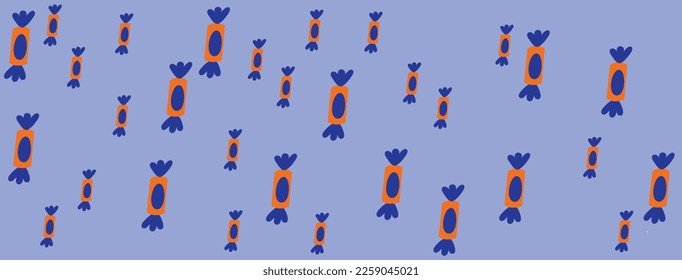 cute candy pattern design in blue and in orange color