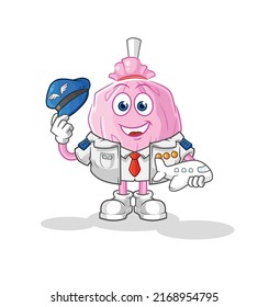 the cute candy pilot mascot. cartoon vector