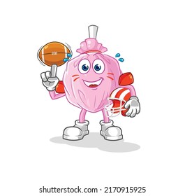 the cute candy playing rugby character. cartoon mascot vector