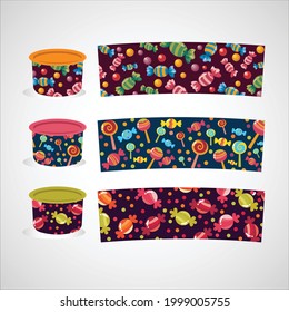 cute candy print on rounded container