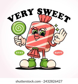 Cute candy retro mascot. Perfect for logos, mascots, t-shirts, stickers and posters