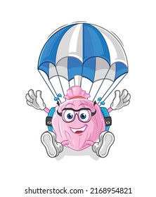 the cute candy skydiving character. cartoon mascot vector