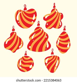El dulce estilo de los dulces del paquete de bolas navideñas. Dulce árbol de Navidad.