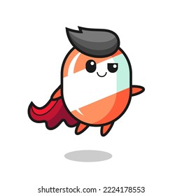 cute candy superhero character is flying , cute style design for t shirt, sticker, logo element