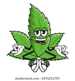 Cute cannabis weed mascot logo design template.