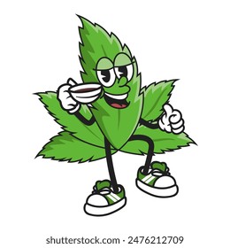 Cute cannabis weed mascot logo design template.