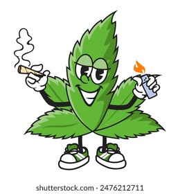 Cute cannabis weed mascot logo design template.