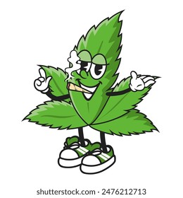 Cute cannabis weed mascot logo design template.