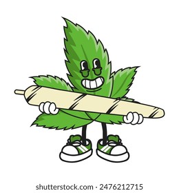 Cute cannabis weed mascot logo design template.