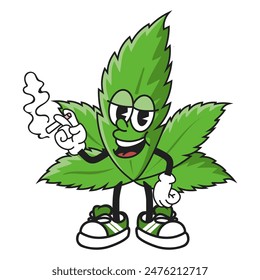 Cute cannabis weed mascot logo design template.