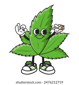 Cute cannabis weed mascot logo design template.